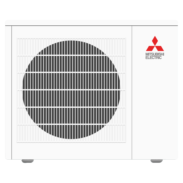 Mitsubishi single-zone cooling and heating outdoor unit.