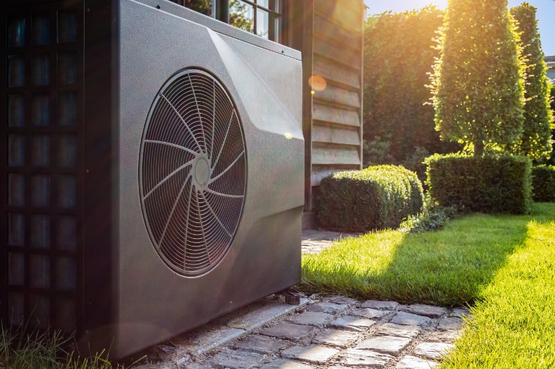 A heat pump outside.