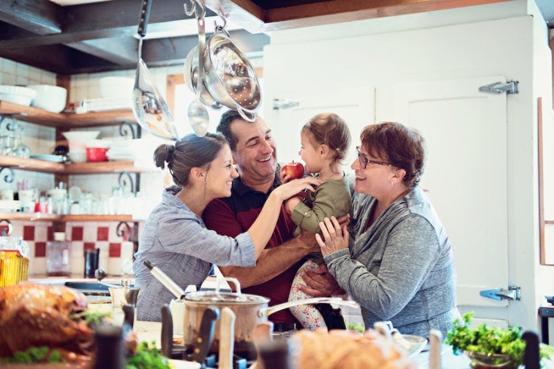 Family in the kitchen.|